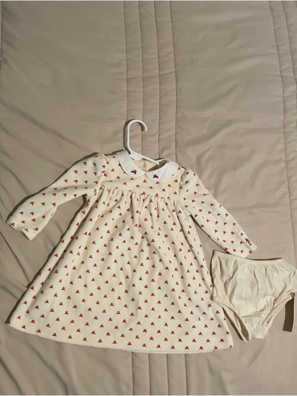 Ralph Lauren Cream Dress with Red Heart Motif